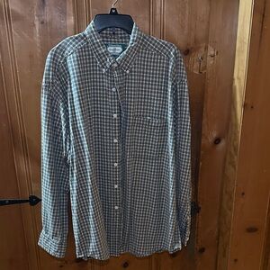 St. John's Bay Men's Blue and Brown Plaid Button-Down Shirt